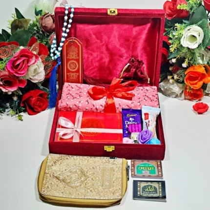 Mini velvet box gift set with Hijab Maroon