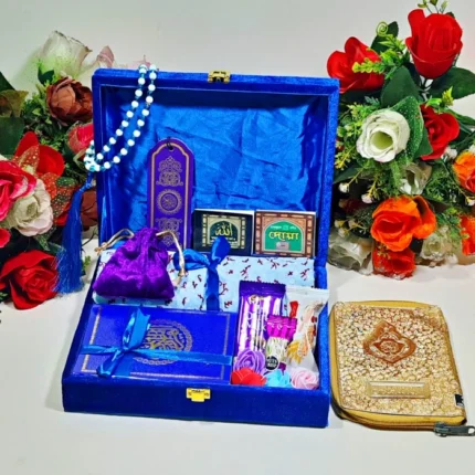 Mini velet box gift set with Hijab blue