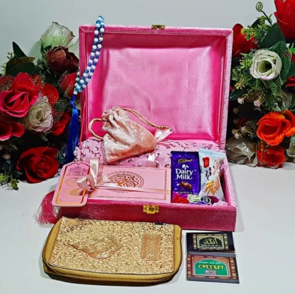 Mini velvet box gift set with Hijab pink